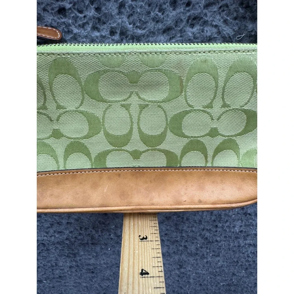 Vintage Coach Womens Signature Monogram Demi Shoulder Bag Lime Green 6094